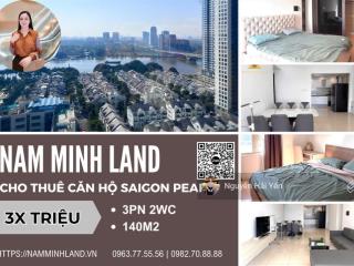 Hải yến nam minh land  cho thuê căn hộ saigon pearl 3 phòng ngủ 141m2, tầng cao, view sông đẹp