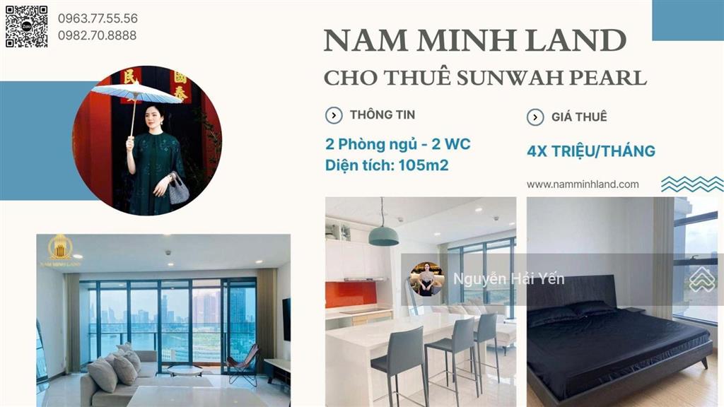 Hải yến nam minh land cho thuê căn hộ sunwah pearl 2 phòng ngủ tòa sh.07 view cực đẹp giá 48 triệu
