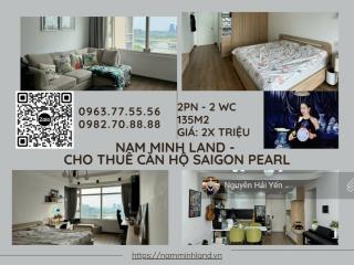 Hải yến nam minh land  cho thuê căn hộ saigon pearl 2 phòng ngủ, tầng cao, view trực diện sông đẹp