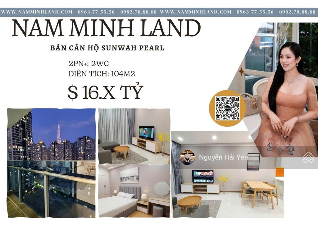 Hải yến nam minh land  bán căn hộ sunwah pearl 2 phòng ngủ + 1, tòa golden house, view đẹp giá tốt