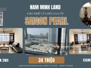 Hải yến nam minh land  cho thuê căn hộ saigon pearl 3 pn 140m2, tầng cao, view trực diện sông đẹp