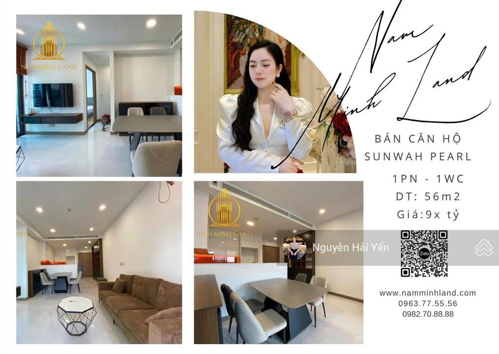 Hải yến nam minh land  bán căn hộ sunwah pearl 1 phòng ngủ tòa whxx.07, tầng cao giá 9 tỷ net