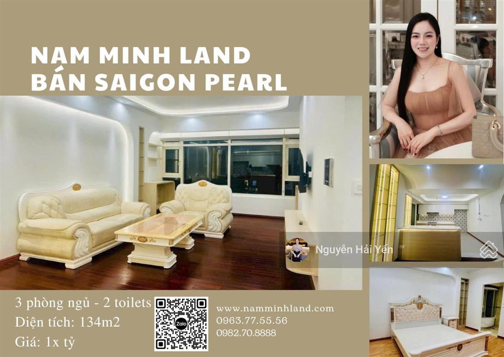 Hải yến nam minh land  bán căn hộ 3 pn saigon pearl 135m2, nội thất mới, nhà đẹp, tầng cao