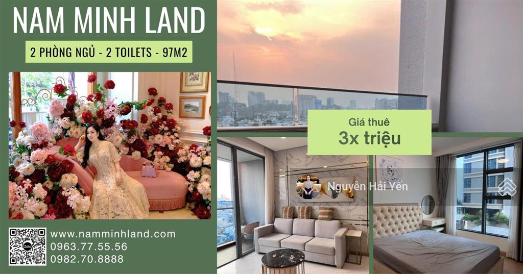 Hải yến nam minh land cho thuê căn hộ sunwah pearl 2 phòng ngủ, shxx.08, view đẹp  nhà cực đẹp