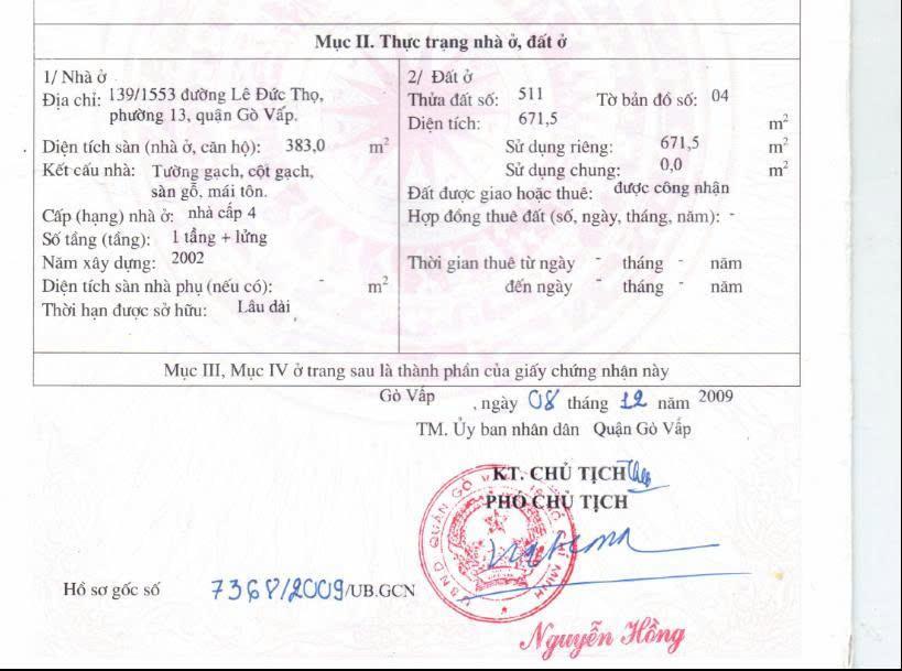 Đinh cư cần bán gấp nhà 2 mt 1281 lê đức thọ, phường an hội tây, dt 9x100m, giá rẻ hơn trong hẻm