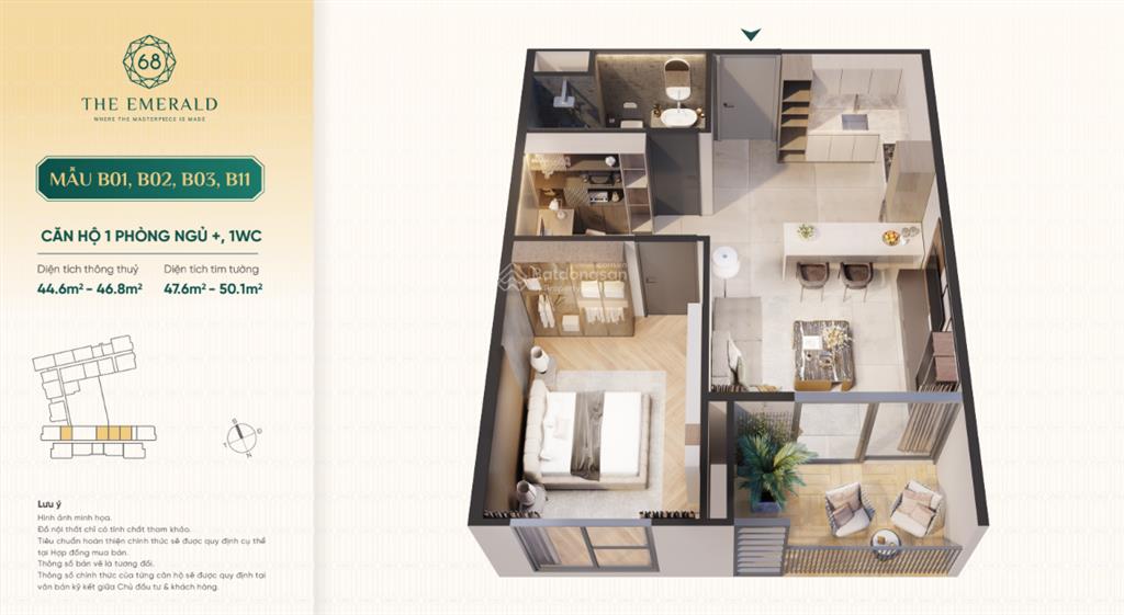 Chuyển nhượng nhanh b11 1pn 48,4m2 tầng trung đẹp giá chỉ 2,950 tỷ đã vat và phí sang nhượng