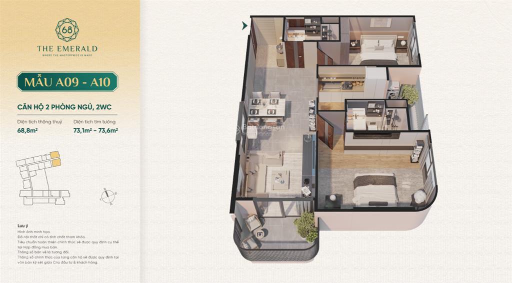Chuyển nhượng a09 73,6m2 tầng trung đẹp giá chỉ 4,05 tỷ đã vat và phí sang nhượng