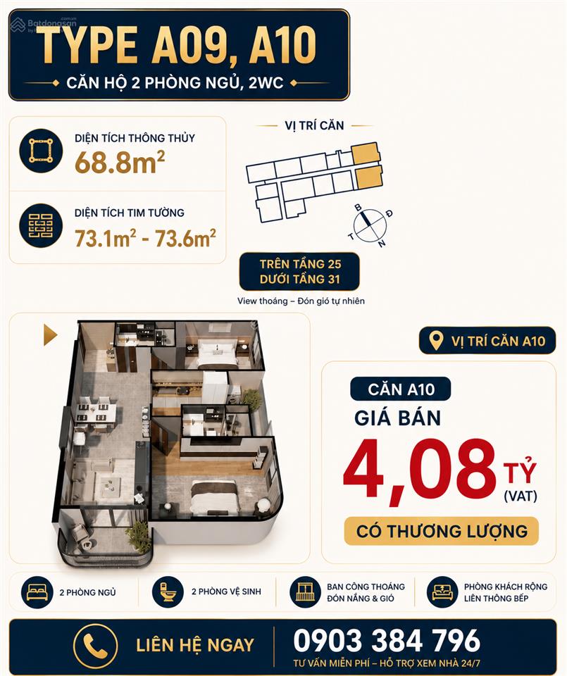 Căn góc a10 2pn 2wc 73,6m2 tầng cao view bao đẹp chỉ 3,9tỷ (vat & phí cn)  đã thanh toán 36%