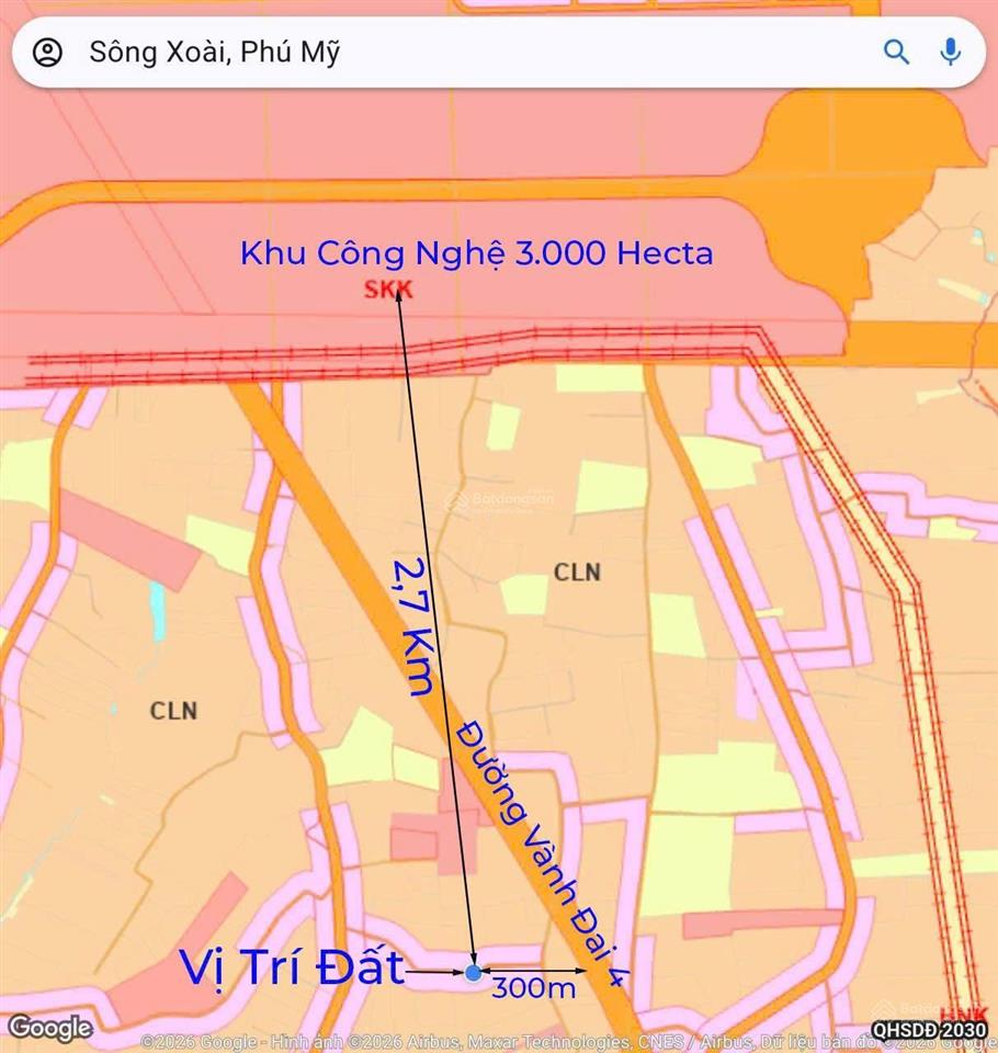 Chủ cần tiền giảm 2 tỷ bán miếng đất cách kcn 3000 héc ta 2,7km, cách vành đai 4 300m