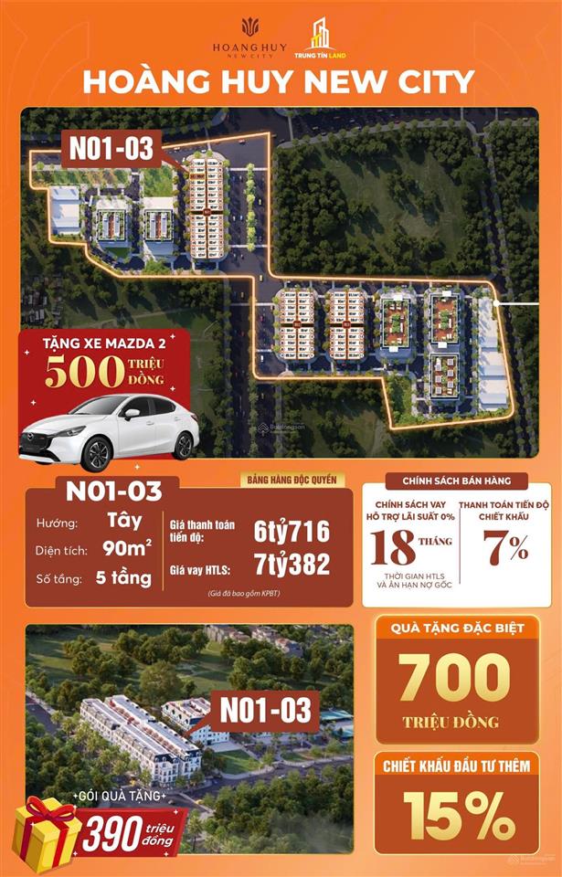 Bán liền kề rẻ nhất tại hoàng huy new city, 6,7 tỷ vnd, 90m2, nhiều tiện ích