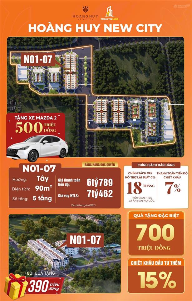 Bán liền kề rẻ nhất tại hoàng huy new city, 6,7 tỷ vnd, 90m2, nhiều tiện ích