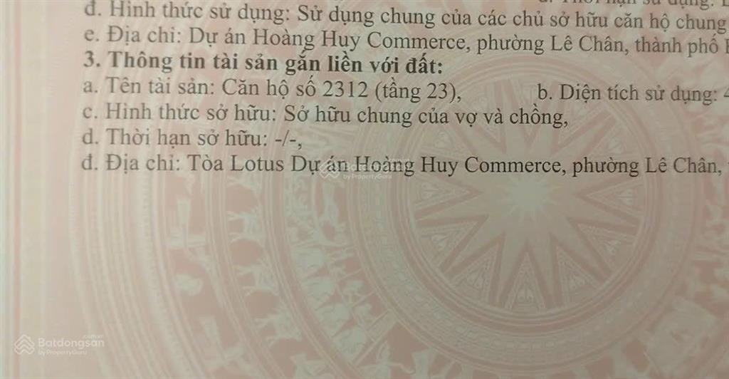 Bán cc 2pn ở hoàng huy commerce, 2,52 tỷ, 52m2, đẹp xuất sắc