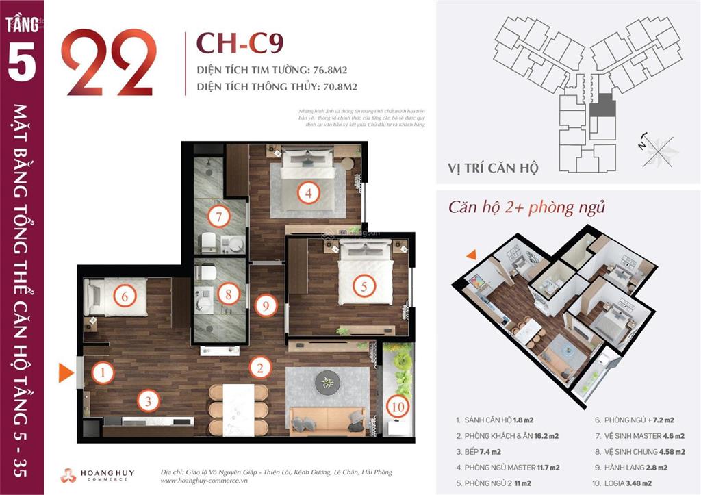 Bán nhanh căn 3 ngủ giá hời hoàng huy commerce 3,1 tỷ, mua trực tiếp của cđt