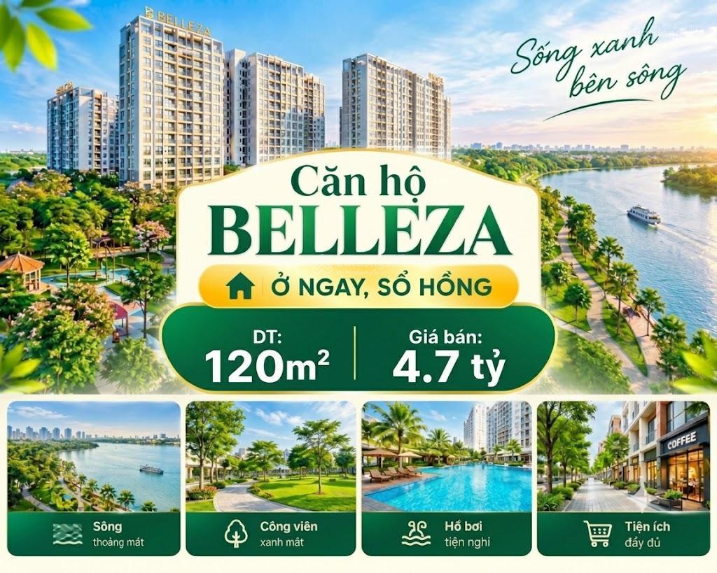 Chuyên bán căn hộ belleza. dt 120m2, 3pn, sổ hồng. giá 4.7 tỷ ( thu trúc)