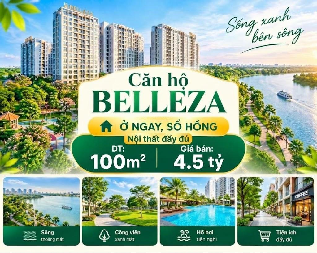 Chuyên bán căn hộ belleza. dt 100m2, 3pn, sổ hồng, nội thất. giá 4.5 tỷ ( thu trúc)