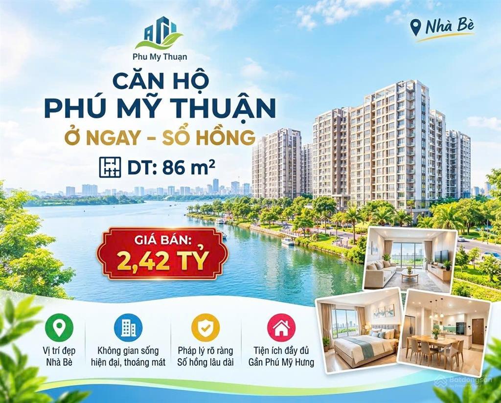 Chuyên bán căn hộ phú mỹ thuận. dt 86m2, 3pn, không nội thất. giá 2,42 tỷ ( thu trúc)