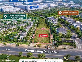 Bán lô đất 229m2 mặt tiền bưng ông thoàn quận 9, gần vòng xoay liên phường, the global giá tốt