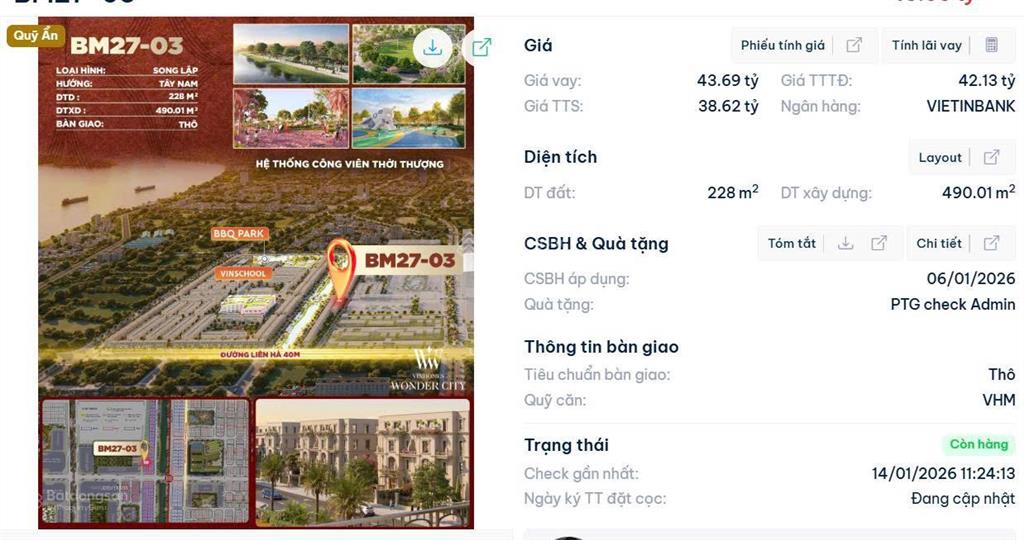 Bán biệt thự song lập 228m2 vin đan phượng, ký cđt cđt 36 tỷ full vat, cạnh chung cư, kinh doanh đc