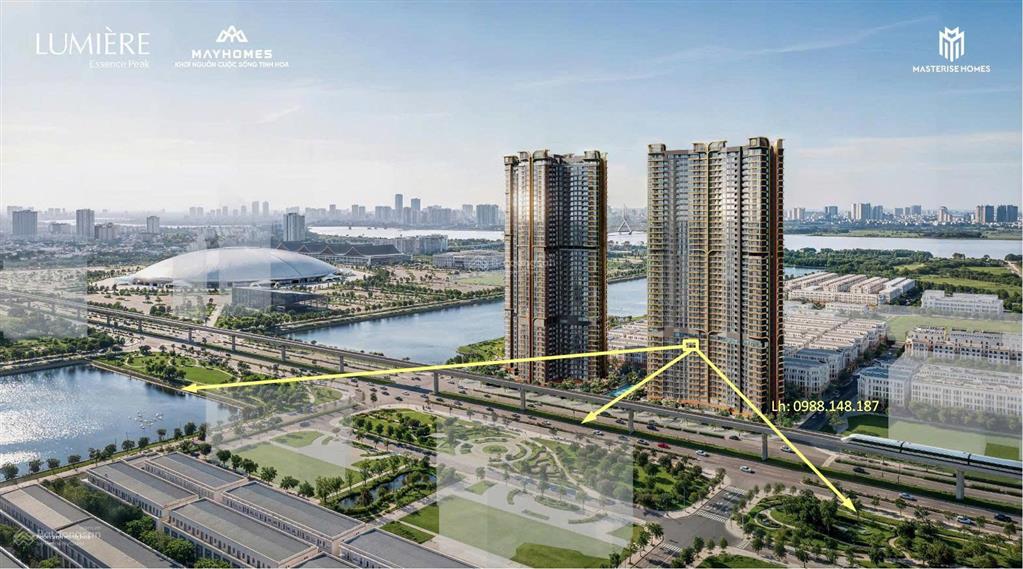 Bán căn 2pn2vs, tầng 12 lumiere vin cổ loa view công viên,view hồ,ký mới cđt giá gốc
