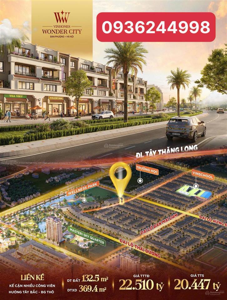 Bán nhanh liền kề xẻ khe 132m2 giá 18 tỷ vinhomes đan phượng