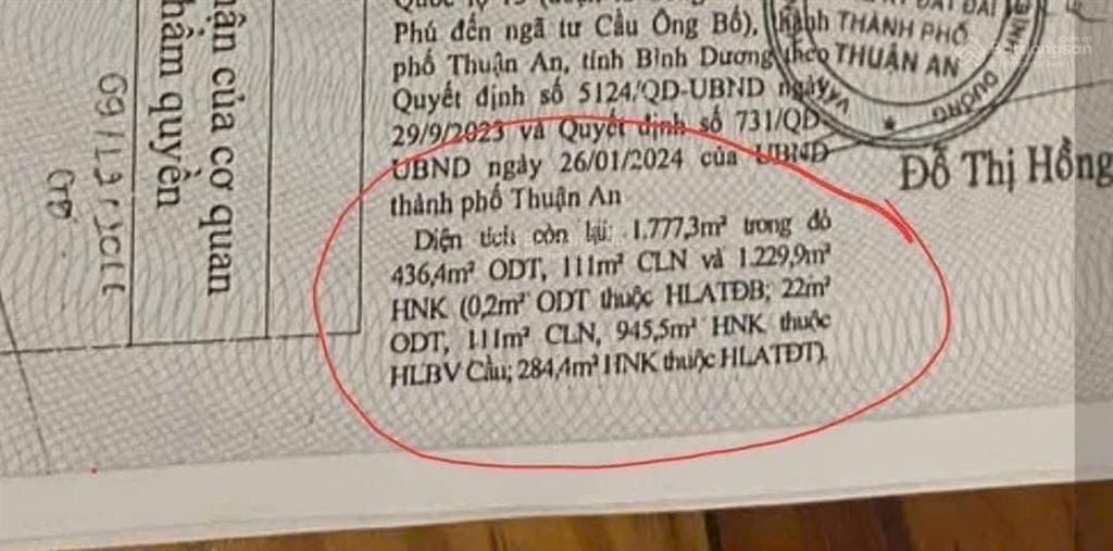 Bán gấp 1.777,3 mét đất hai mặt tiền đại lộ bình dương, tp. thuận an, hcm đối diện nhà hàng 18a