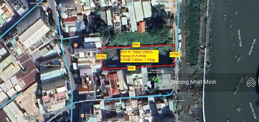 Bán lô đất trực diện sông vàm thuật, gò vấp 760m2 (13.5 x 56m) có gpxd hầm 7 tầng