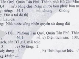 Hẻm ô tô 5m sát mặt tiền không quy hoạch, không lộ giới gò dầu tân quý tân phú