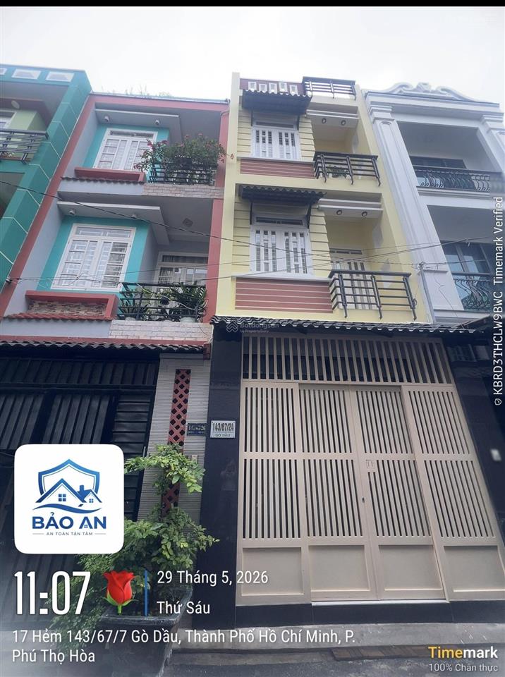 Gò dầu tân phú | hẻm ô tô chỉ 6.5 tỷ, diện tích 4 x 11m sổ vuông đẹp. không lộ giới