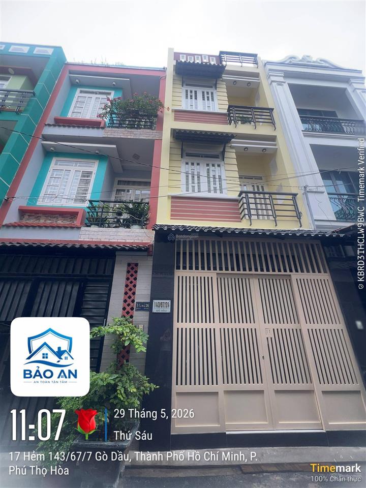 Gò dầu tân phú | hẻm ô tô chỉ 6.5 tỷ, diện tích 4 x 11m sổ vuông đẹp. không lộ giới