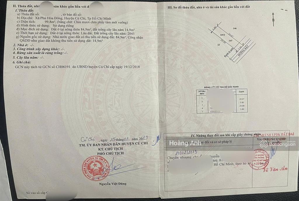 Chỉ 600 triệu sở hữu ngay lô đất 100m2 xã phú hoà đông, củ chi