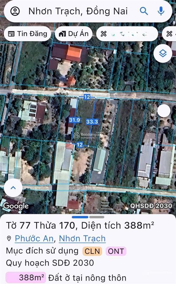 Lô đất đẹp 388m2 phước an, nhơn trạch, đồng nai chỉ 2.88 tỷ đầu tư tốt