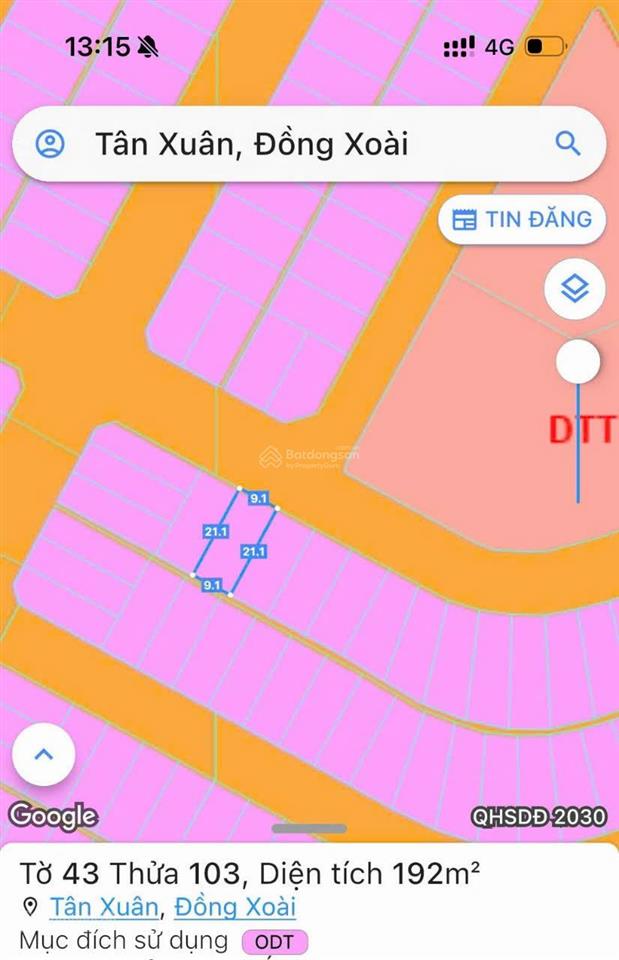 Bán lô đất đẹp (dt9.1x20m) khu dân cư qnbd 16 tân xuân, đồng xoài, bình phước.