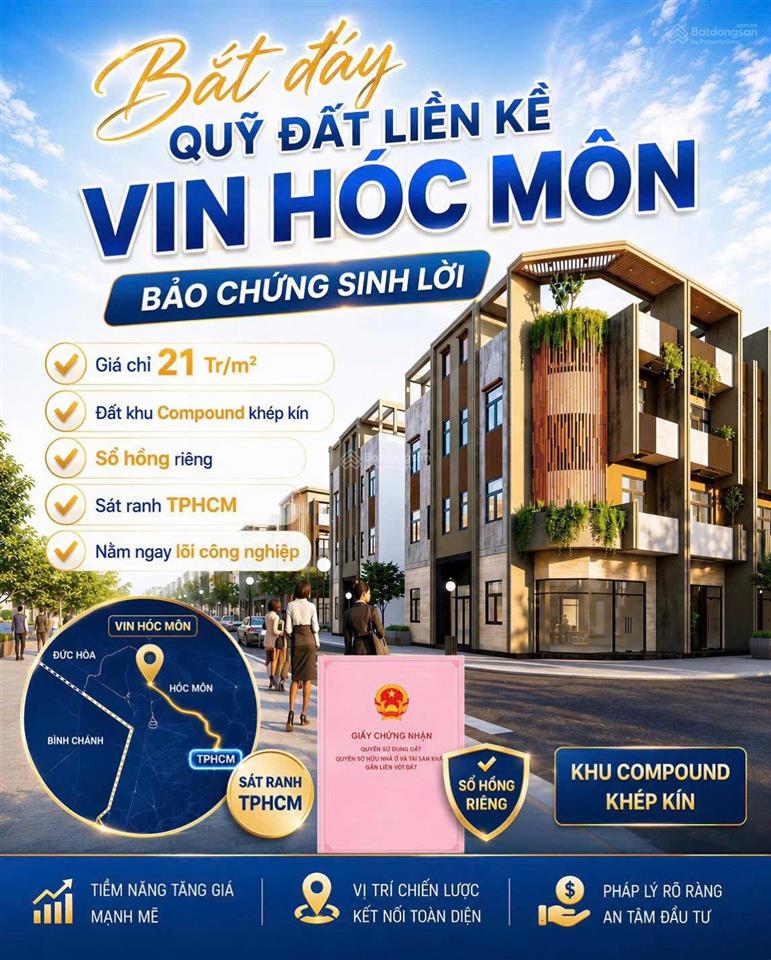 Thanh toán chỉ 600tr sở hữu ngay lô đất nền giá tốt liền kề vin hóc môn