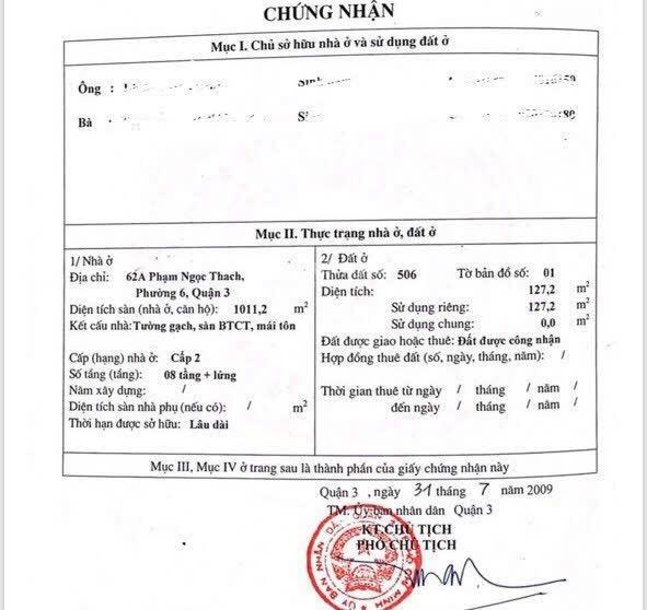 Bán toà nhà phạm ngọc thạch quận 3 ngang 10m hầm 8 tầng dts 1011,2m2 hđt 320tr/tháng giá 109 tỷ