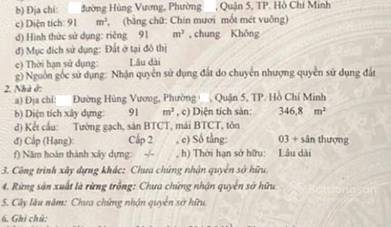 Siêu rẻ nhà mặt tiền đường hùng vương q5  diện tích 91m2  4 tầng vỉa hè 8m