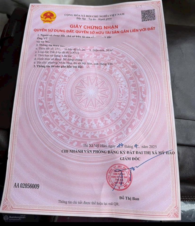 Hiếm bán lô đất 70m vị trí đẹp tại bến xe mỹ hào, hưng yên