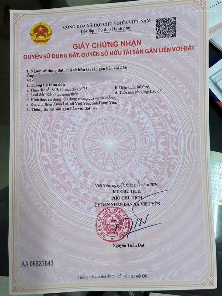 Bán lô đất 80m vị trí đẹp giá rẻ đầu tư tại giãn dân việt yên, yên mỹ, hưng yên