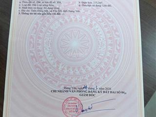 Bán lô đất 113m đường ô tô tài chính giá rẻ tại thôn đồng mỹ, xã yên mỹ, hưng yên