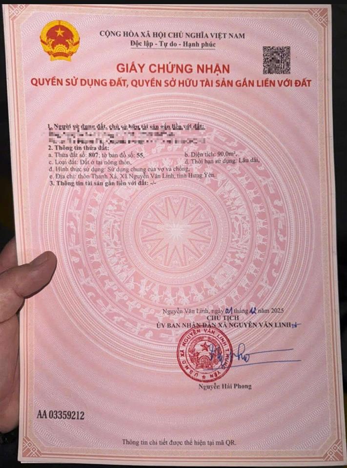 Hiếm bán lô đất 90m giá rẻ vị trí đẹp trung tâm tại thôn thanh xá, xã nguyễn văn linh, hưng yên