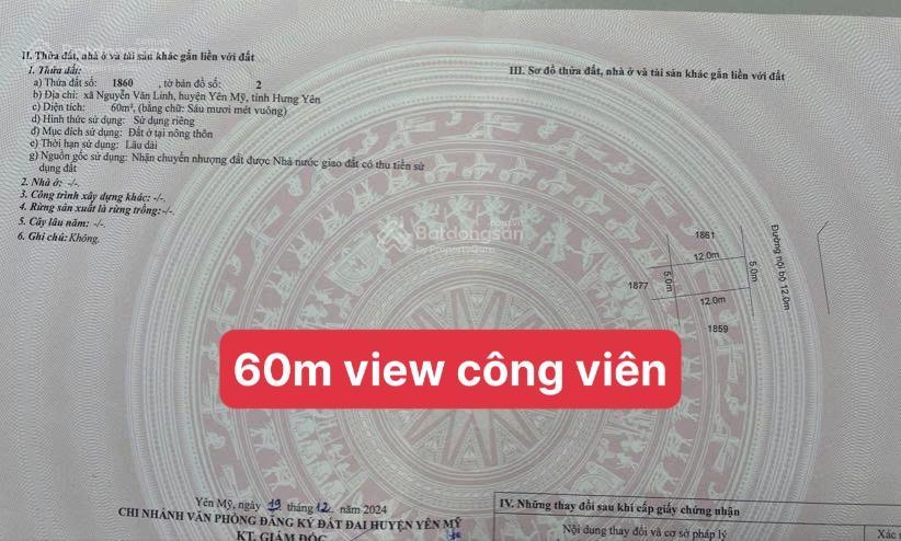 Bán lô đất 60m chính chủ view công viên phố nối house hưng yên.  0978 503 ***