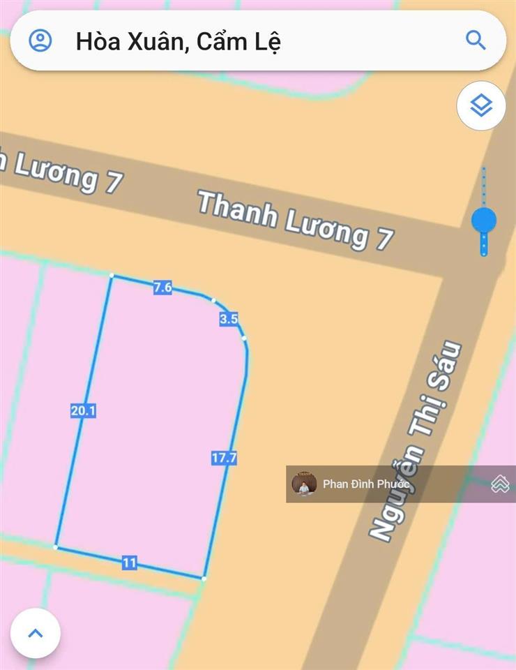 Lô góc 2 mặt tiền hiếm đường nguyễn thị sáu & thanh lương 7, hòa xuân