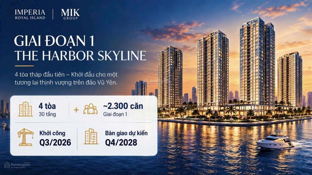 Mở bán căn hộ 2 ngủ the harbor skyline đảo vũ yên, hải phòng