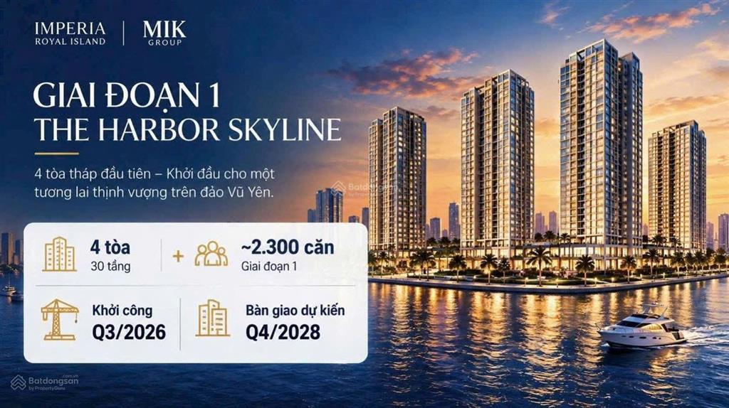 Chỉ 1,5 tỷ sở hữu studio the harbor skyline đảo vũ yên, hải phòng