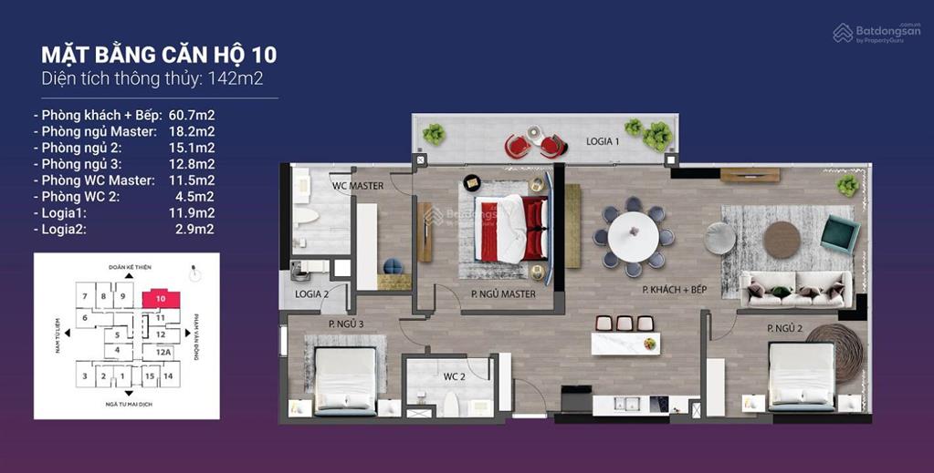 Bán căn góc full kính 142m có ban công duy nhất tại chung cư the nine, 3pn, 2wc, sẵn sổ đỏ (hiếm)