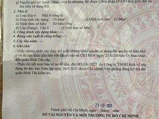 Bán nhà hẻm 870 tỉnh lộ 10, dt 4.55 x 15m, cấp 4, giá 4.35 tỷ