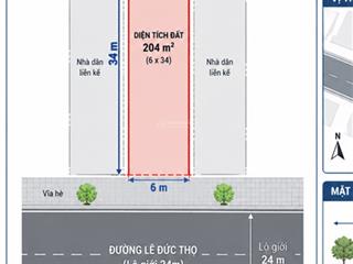 Chỉ 140 tr/m2, mặt tiền lê đức thọ p15 gv. 6 x 34m. khu kinh doanh sầm uất.