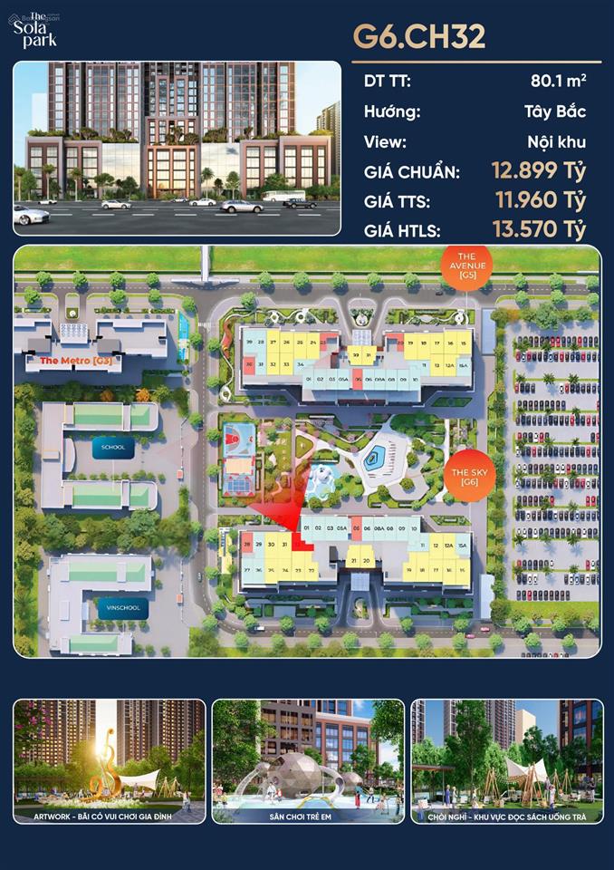 Bán chân đế chung cư sổ lâu dài tại tòa g6, tòa tháp hỗn hợp của toàn dự án imperia sola park