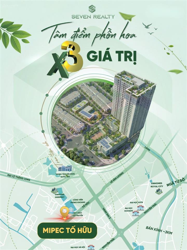 Nhận booking liền kề mipec tố hữu gần công viên phùng khoang, khu vực sầm uất, kết nối thuận tiện