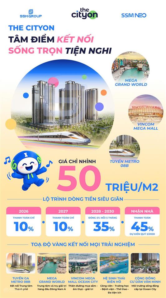 Trung bình chỉ trả 1%/tháng sở hữu căn hộ the cityon ocean park 3 giá 2,7 tỷ 1pn
