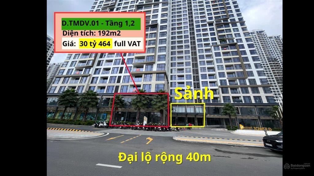 Shophouse 2 tầng tòa d, nằm trên đại lộ rộng 40m  bán 30 tỷ 464 triệu bao hết , masteri quận 9